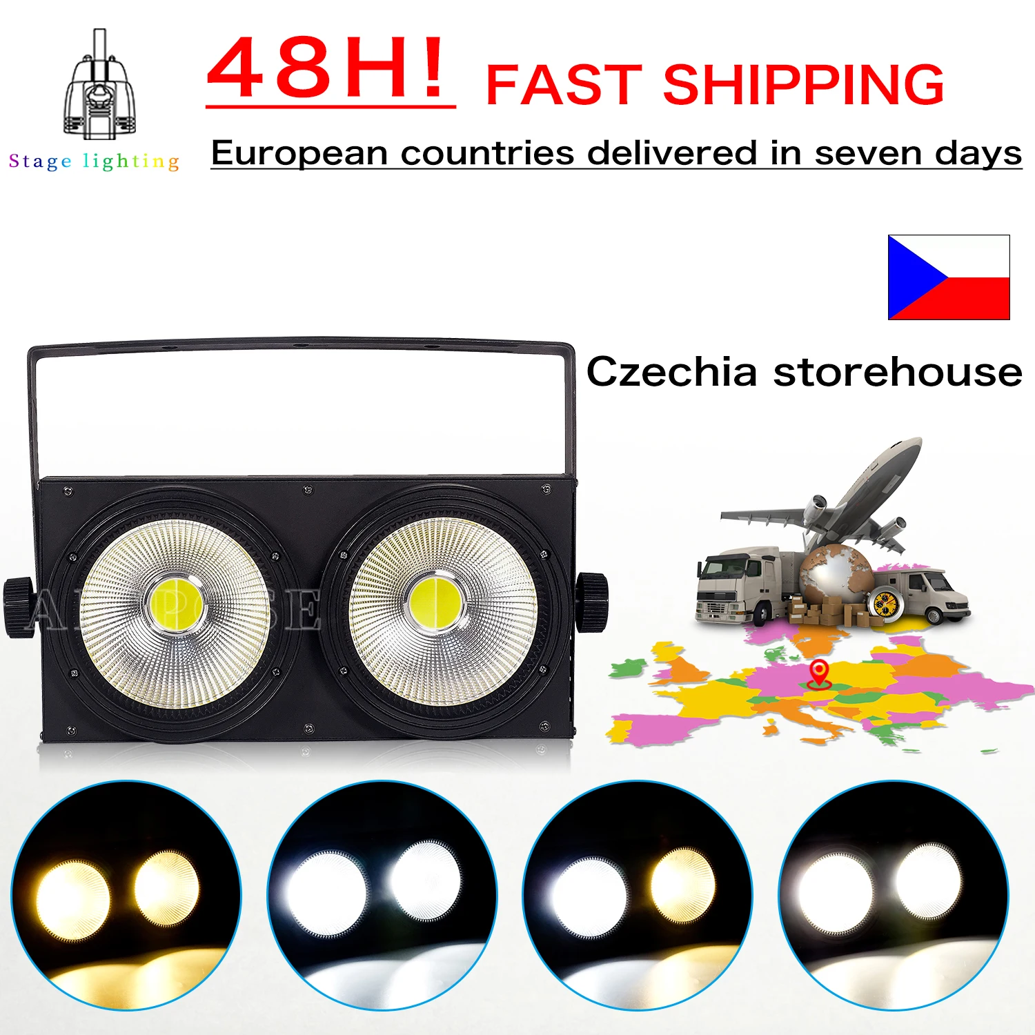 2X100W Blinder Cob 2 Occhi Dmx Illuminazione Scenica Led 200W Bianco Freddo/Caldo Dmx Stage Tv Studio Chiesa Strobe Stage Lighting