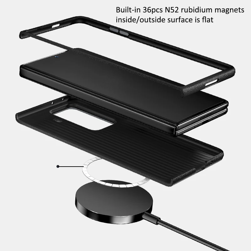 Enhanced Magnetic Folding Case with Wireless Charging for Honor Magic V3 - Fashionably Unique Design
