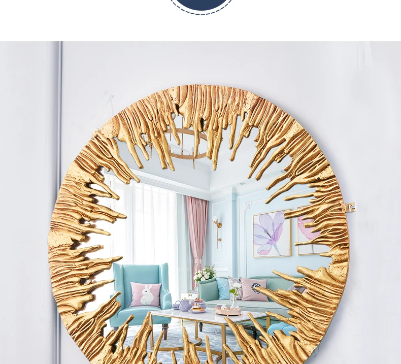 All Copper Wall Hanging Mirror Dressing Luxury Bathroom Dressing Round Mirror Gold Bathroom Living Room Deco Salon Room Decor