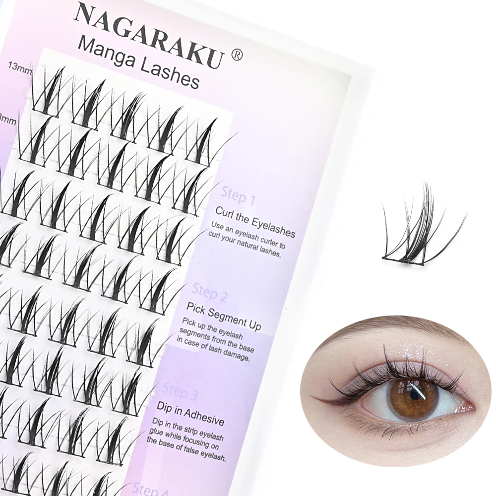 NAGARAKU DIY Lash Clusters Eyelash Extensions Individual Self-grafting Manga Eyelash Extension False Eyelashes Makeup Tools