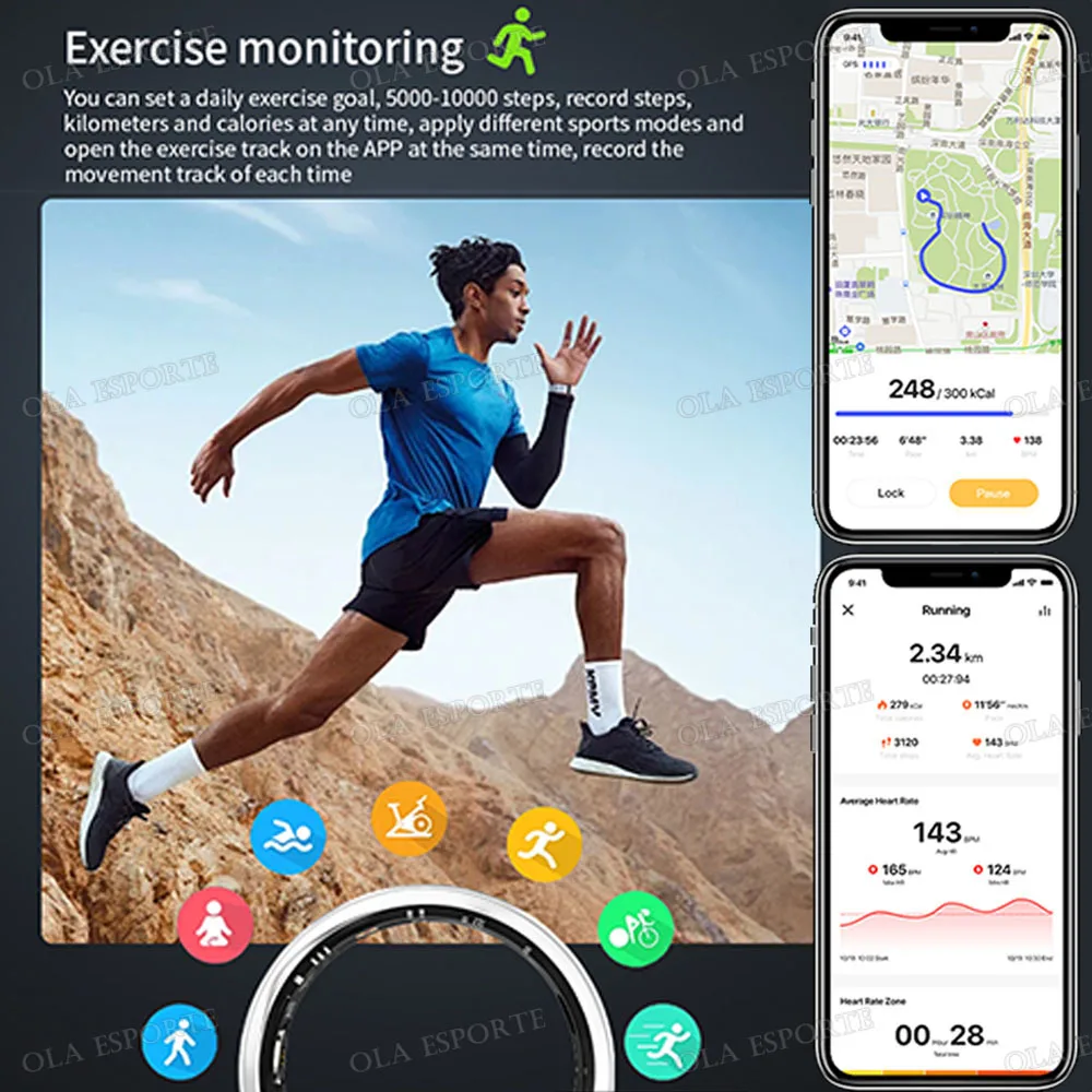 2025 Smart Ring Men Women,Heart Rate Blood Oxygen,Blood Pressure,Sleep Monitoring,Camera Control,5ATM Waterproof For Android iOS 5
