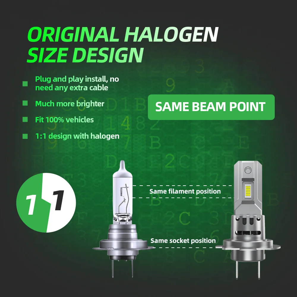 60W H1 H8 H7 H11 LED Headlight Bulbs CANBUS Lights 30000LM H4 9005 HB3 9006 H3 Mini Lamp CSP Wireless Car LED with Fan