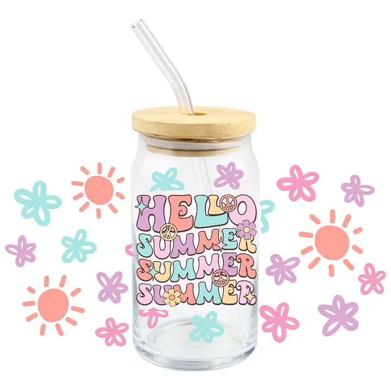 Summer UV DTF Wrap Transfer Stickers Cool Fashion Desifn Colorful Decal Waterproof Wrap For Bottles Cups Mugs Decal