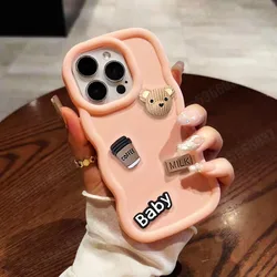 Cute 3D Bear Cartoon Wavy Silicone Phone Case - Soft Cover for OPPO F25 Pro 5G (Pink)