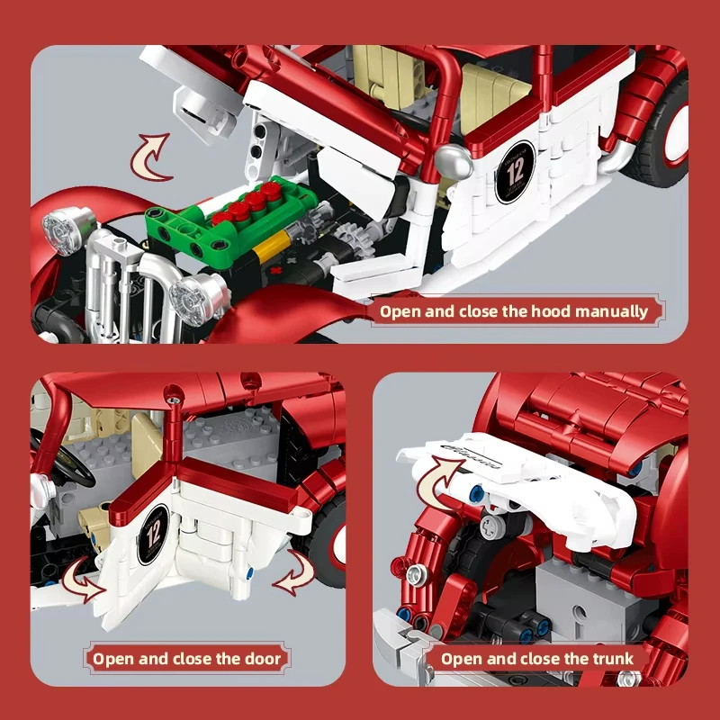 2025 NEW RC/APP Technical Brick Vintage Cars Classics Model Building Block Assembling Toys for Boys Birthday Christmas Gifts Set 5