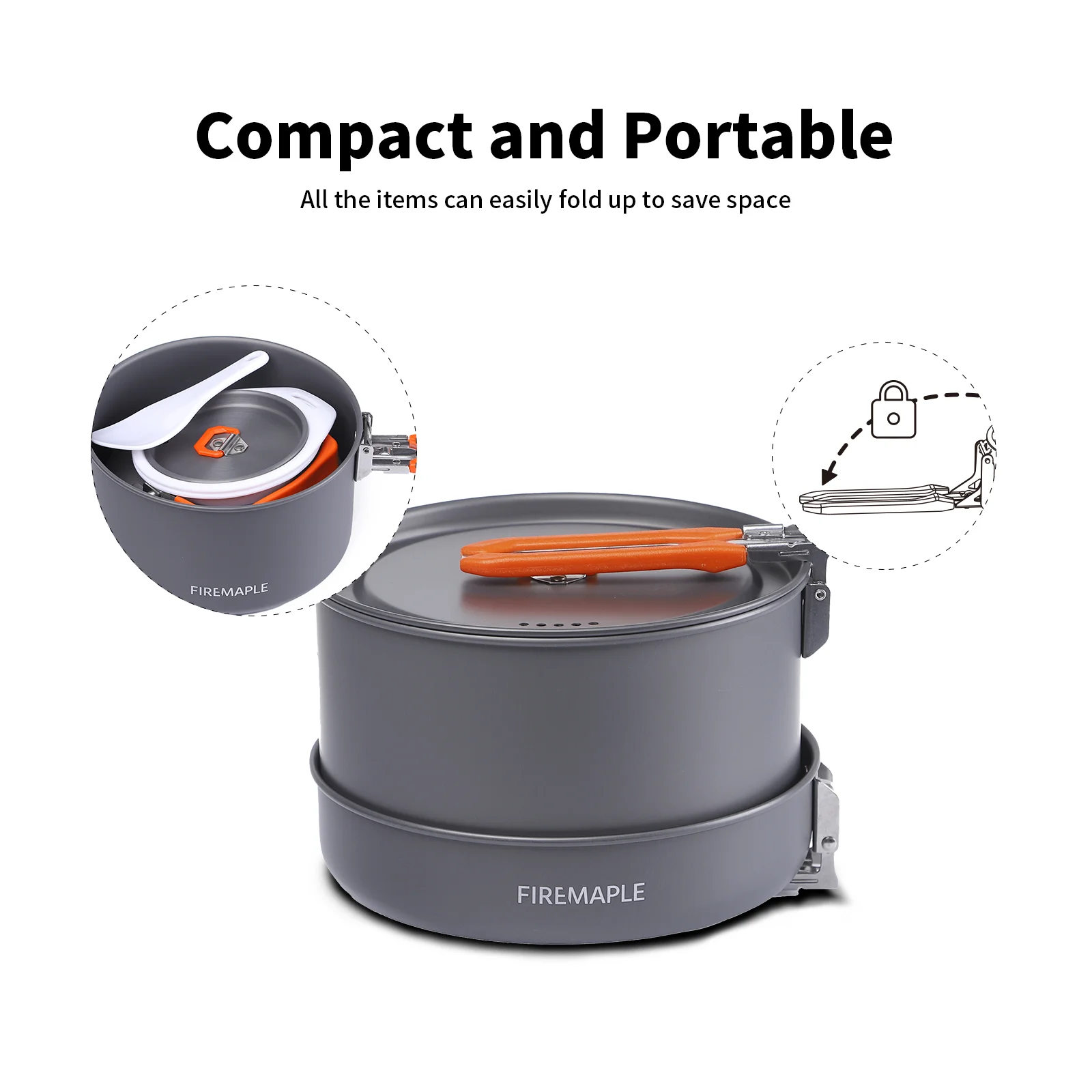 Camping Cookware Fire Maple 8PCS Cookware Kit Outdoor Camping Hiking Frypan Backpacking Aluminum Cooking Picnic Set Foldable Feast 4 Tableware