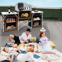 Cuisine Mobile de Camping en plein air, Station de cuisine pliable et Portable, Table de cuisine de Camping avec rangement, offre spéciale 6
