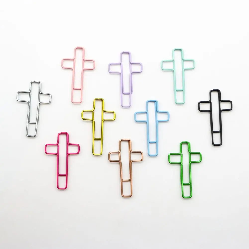 50pcs 다목적 금속 종이 클립 십자형 종이 보관 파일 분류 클립 북마크 학생
