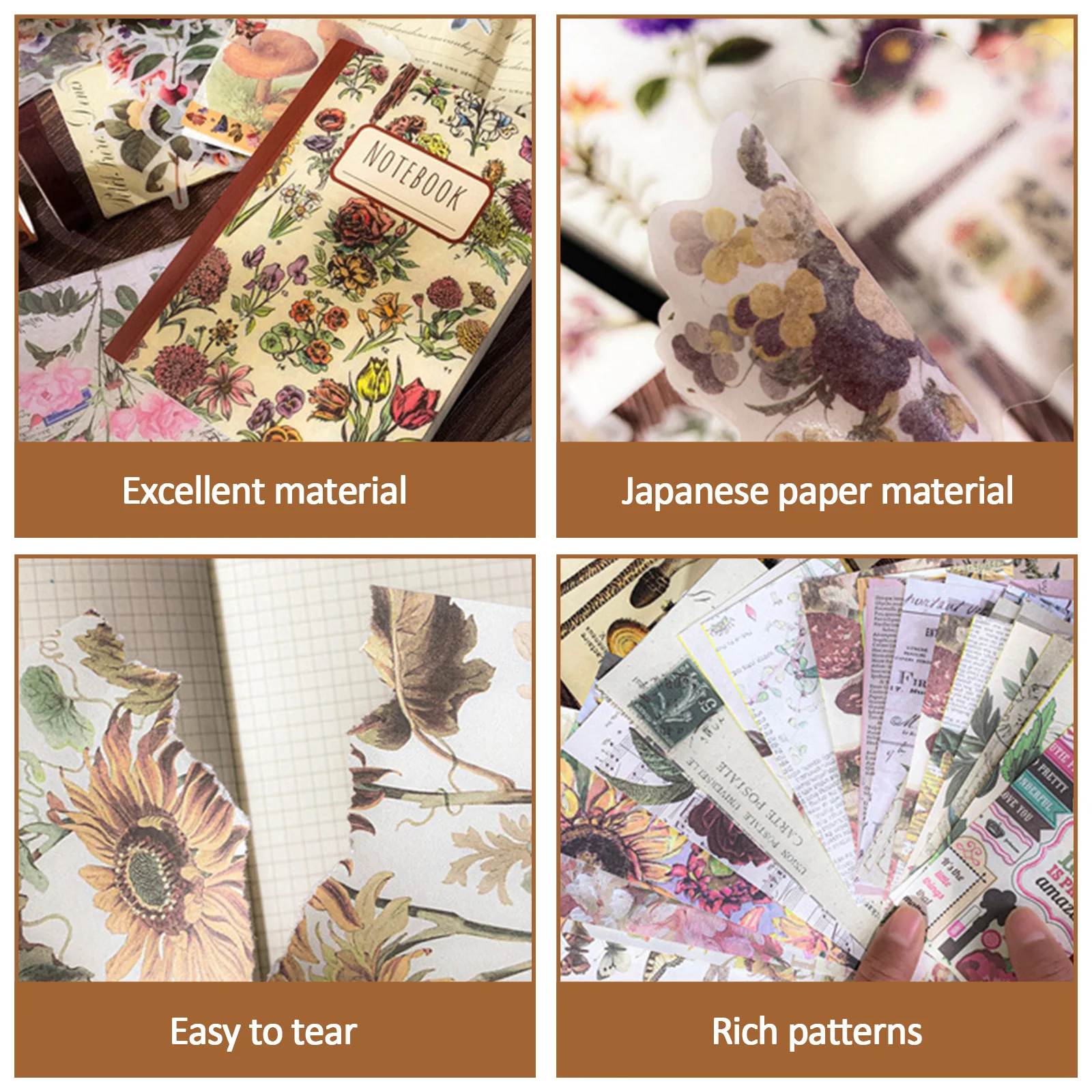 120 Feuilles Papier Scrapbooking Vintage Décoratif Matériel Scrapbooking Rétro DIY Accessoire