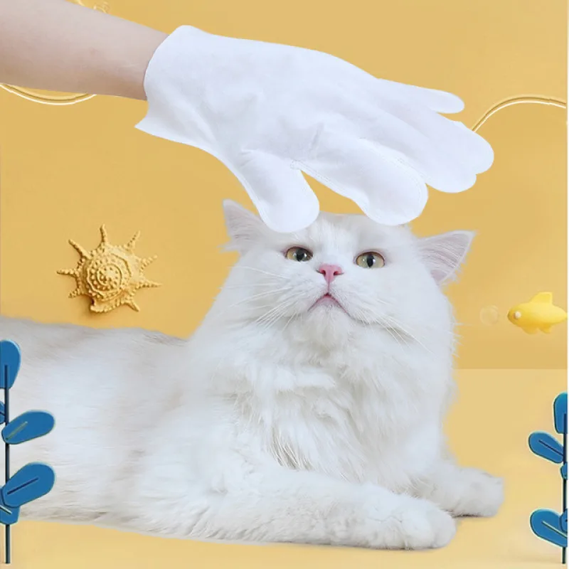 6PCS Pet Wash Free Glove Wipes Disposable Glove Towels Deodorizing Dry Cleaning Cats and Dogs Wet Towels Pet Supplies Glove