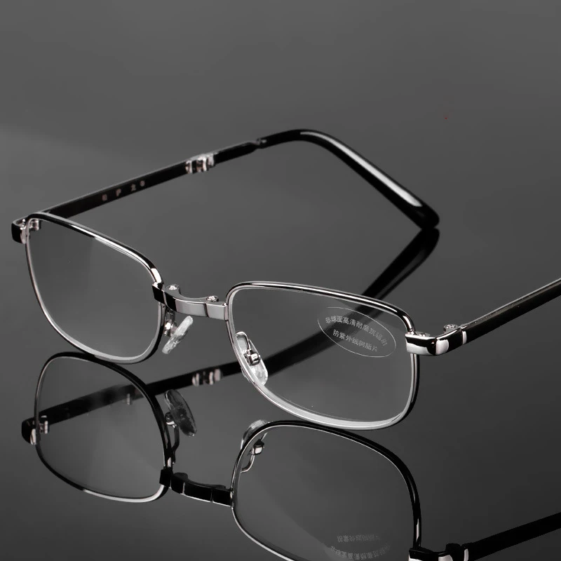 Reading Glasses Portable Metal Foldable Ultralight Men Business Presbyopia Glasses Eyewear With Random Case +0.5to+4.0 reading glasses