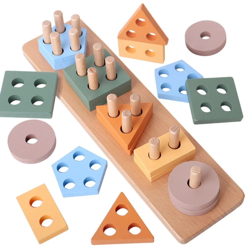 

Wooden Stacking Colorful Toy Building Puzzle for Age 1 2 3 Toddlers