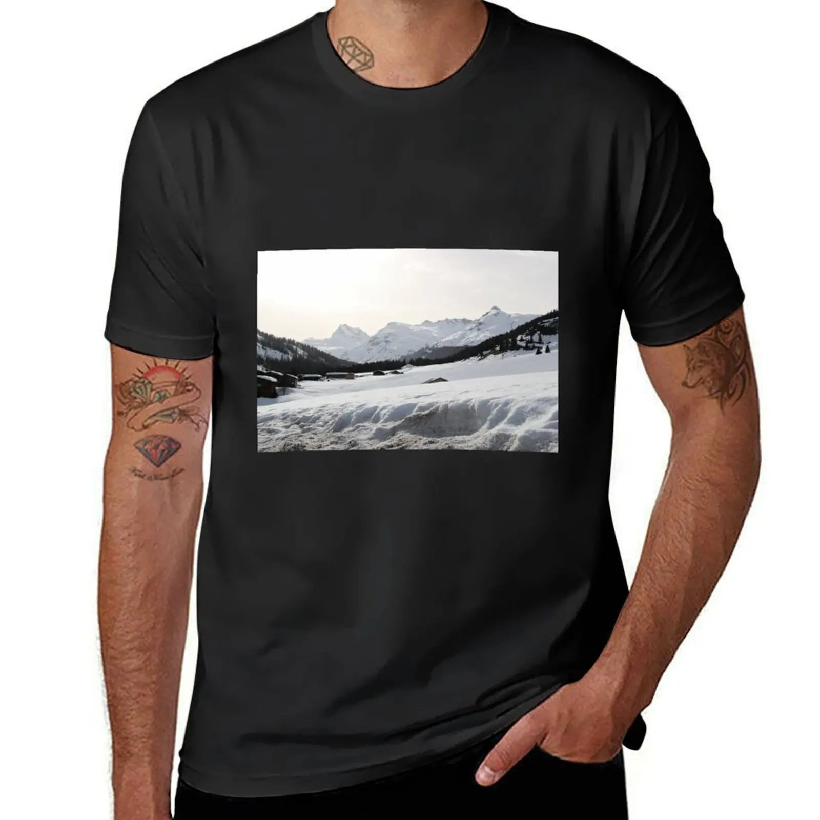 

Nice Mountain Valley in the Austrian Alps at Winter T-Shirt korean fashion blanks cute tops mens cotton t shirts
