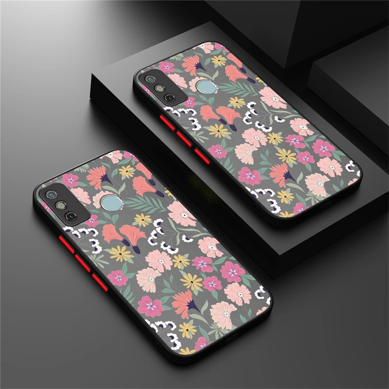 Custodia Setosa Di Lusso Per Infinix Spark 8 P 6 Pro Go 6 Air Spark 8 Pro Flower Leaves Pattern Cover Opaca Antiurto Colorata
