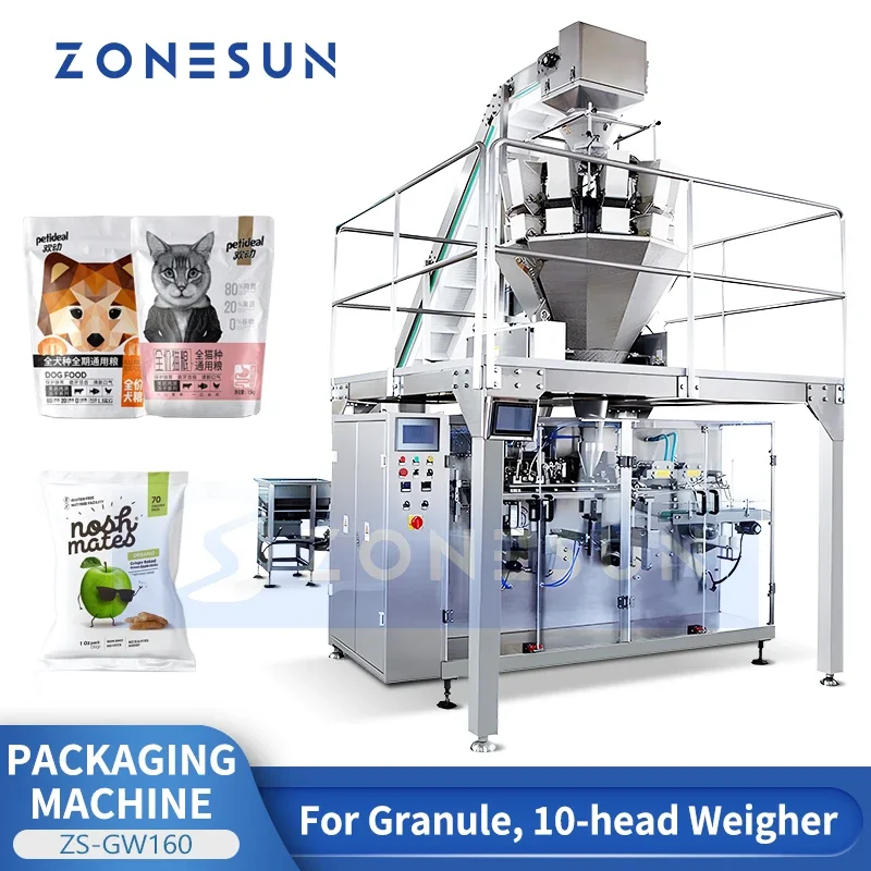 Zonesun Automatic Vertical Form Fill Seal Machine Multitesta Weigher Packing Equipment Vffs Bagger Granuli Packing Zs-Gw160