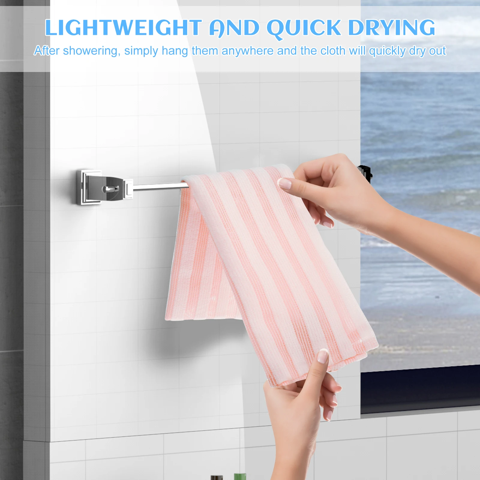 4Pcs Japanese Rubbing Washcloth Bath Nylon Towel Brush for Back Towels Exfoliating Scrub Shower Sponge Body Bathroom Accessories