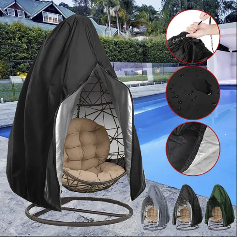 Patio Chair Cover Waterproof Dustproof Swing Chair Covers Egg Shaped Hanging Dust Cover Protector Outdoor Garden Furniture