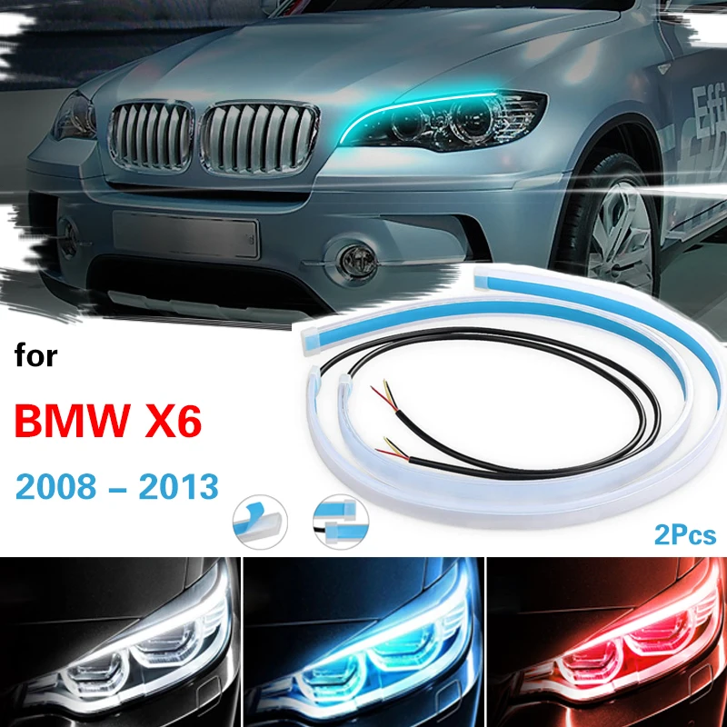

For Bmw X6 2008-2013 Headlamp Light Guide Strip Scan LED Running Water Light Decorative Light Streamer Turn Signal Light 12V