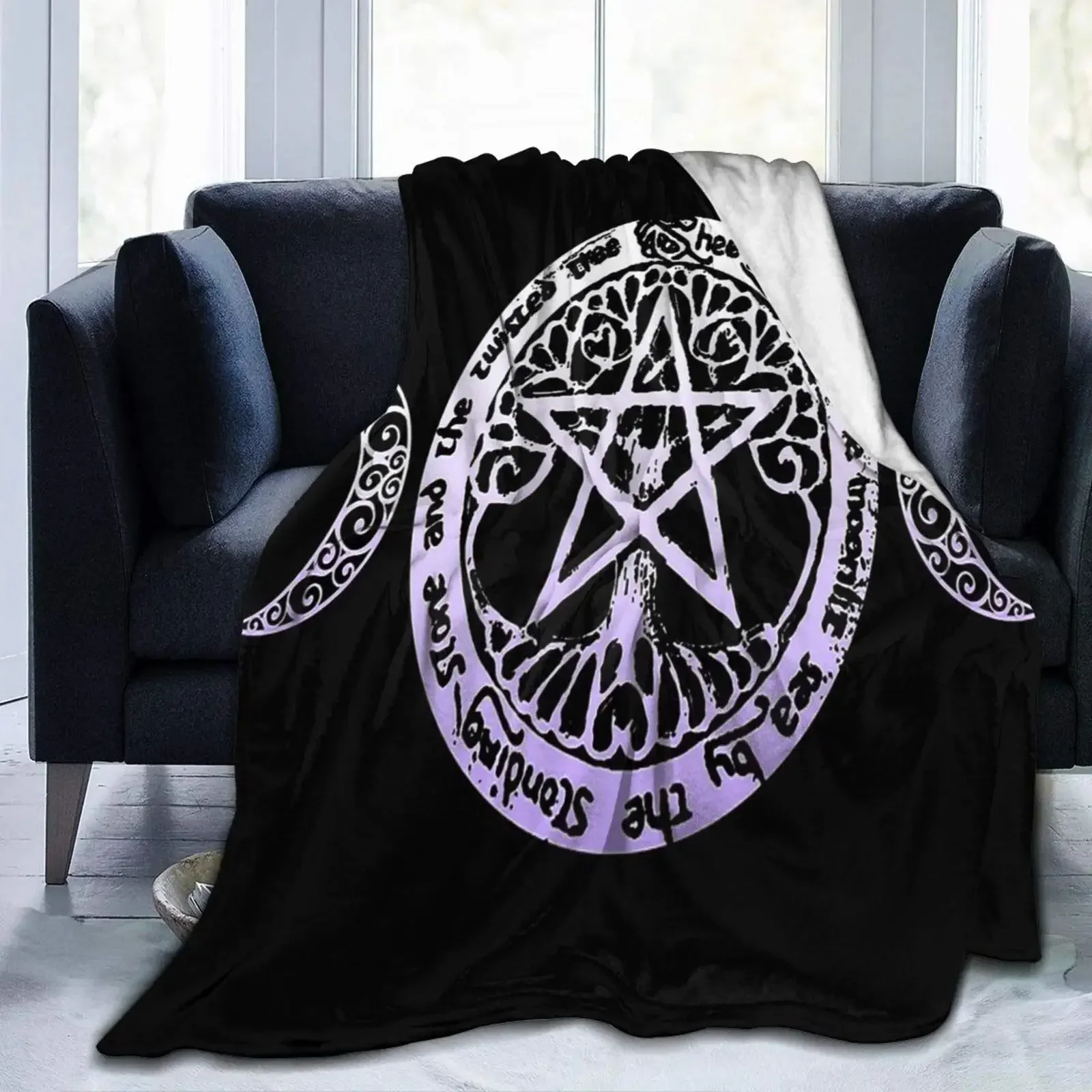 Satanic Wiccan Symbols Goat Blanket,Soft Cozy Plush Flannel Throw Blanket for Men Woman Adults Luxury Warm Blanket Home Decor 5