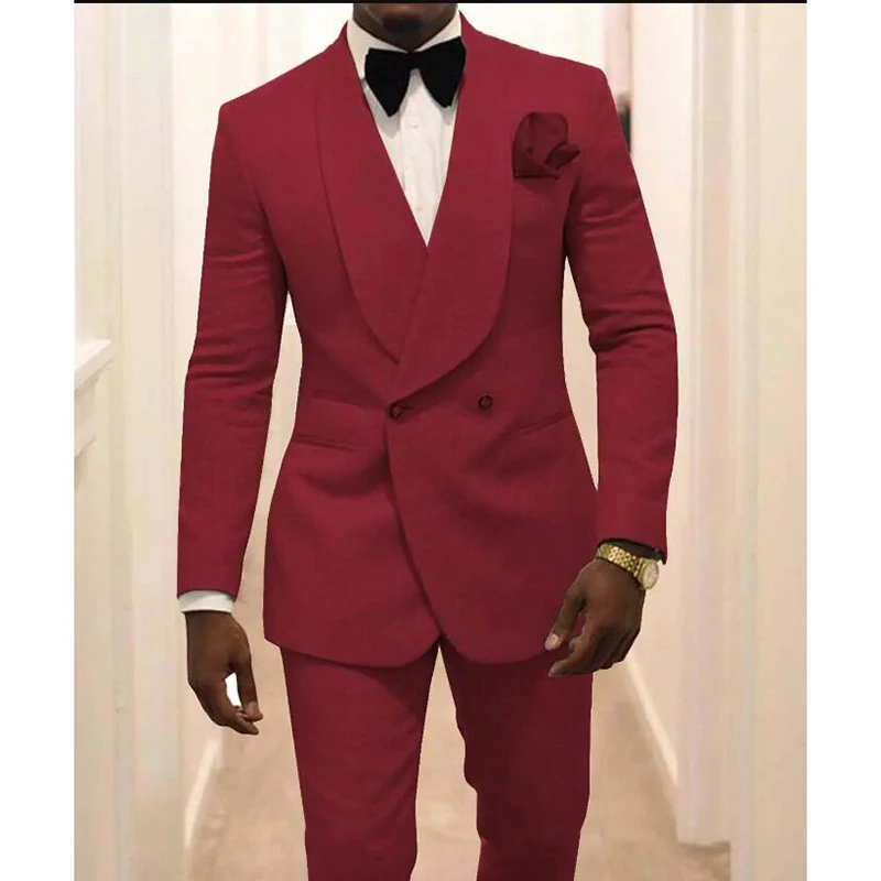 

Costume Homme 2PCS Jacquard Suits for Men Groom Tuxedos Tailor Made Shawl Lapel Groomsmen Wedding Male Suit ( Jacket+Pants )