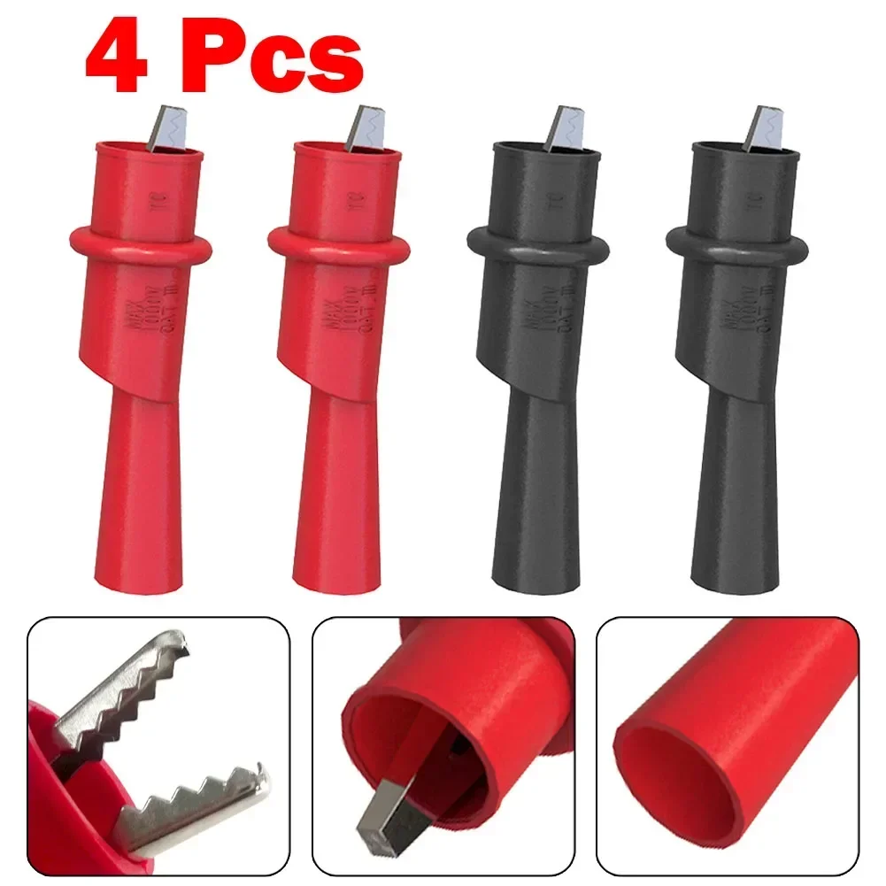 Multimeter Push On Clip Insulated Crocodile Clamp 2mm Multimeter Test Probes PVC Casing 4pcs for Electrical Connect