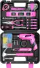SOLUDE Pink Tool Set,130 Piece Women's Tool Kit for Home with 3.6V Cordless Rechargeable Screwdriver,Household Basic Toolkits 1
