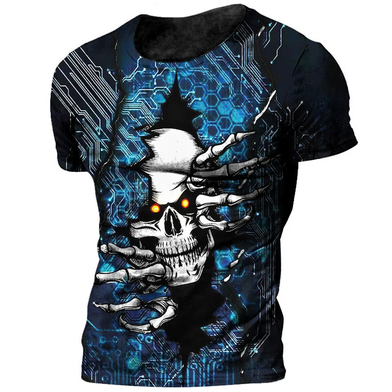 Skull T-Shirt Tee Men 2022 New Brand T-shirt Men Fashion 3D Print Skeleton Horror t-shirt unisex Hip Hop Streetwear Men Tee Top kbq streetwear