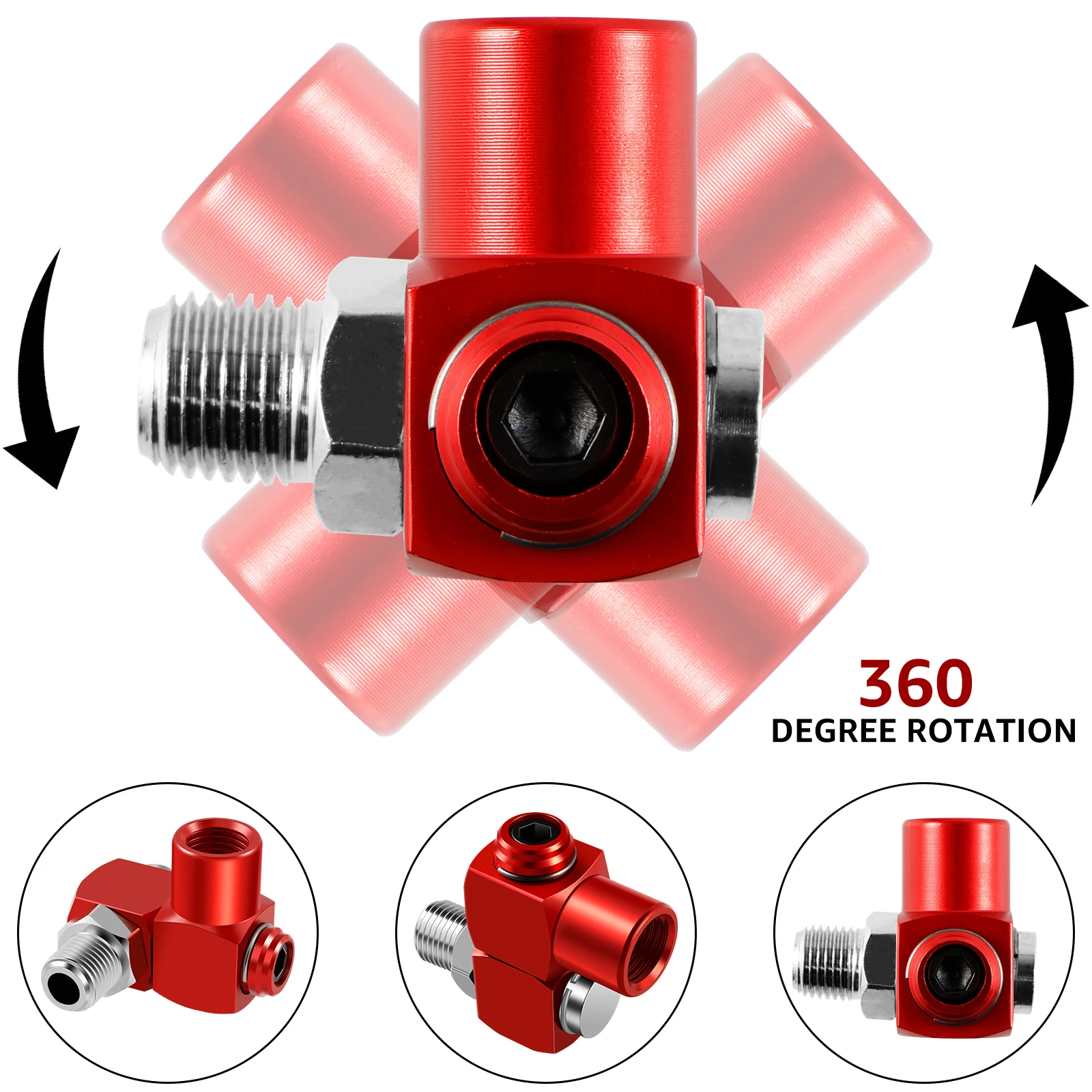 Tubo 1/4 4 Pezzi/set, Connettore Aria Universale 360° Girevole Da 1/4