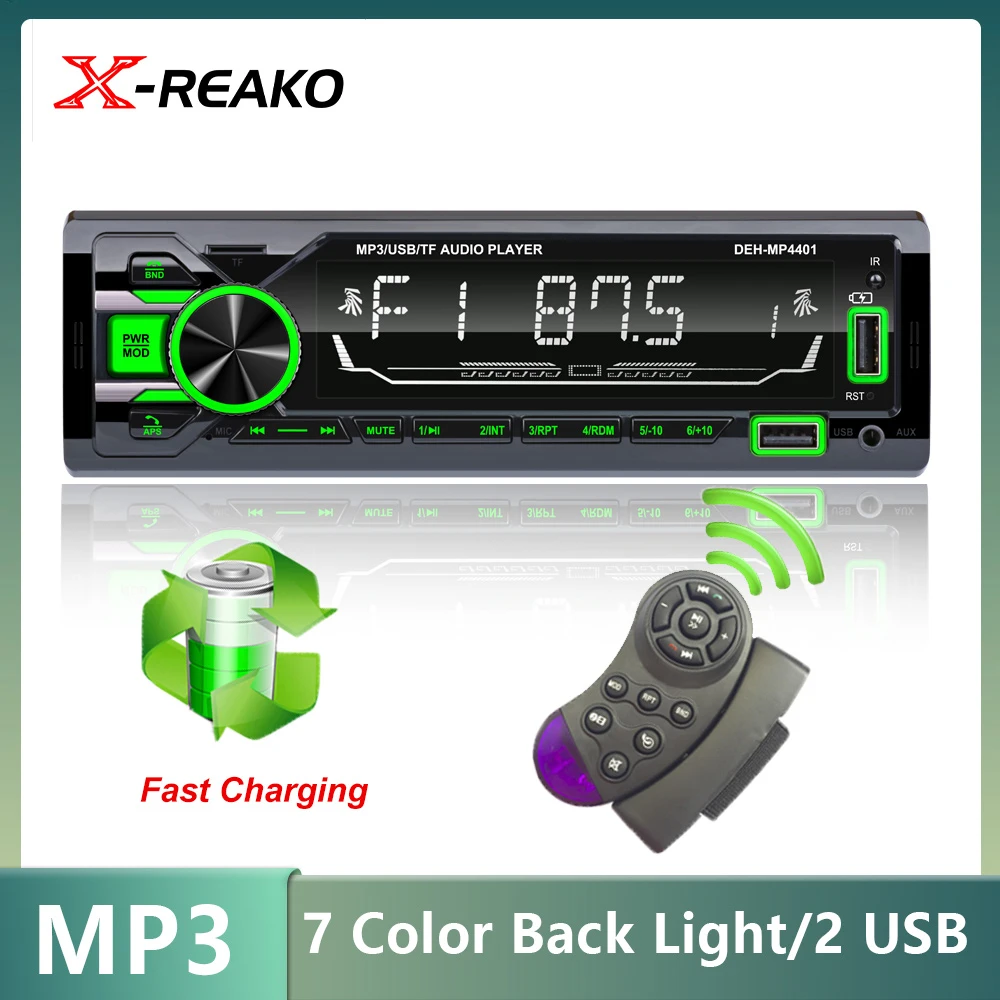 X REAKO Car MP3 Player 1 Din Car Radio Car Multimedia Player Bluetooth