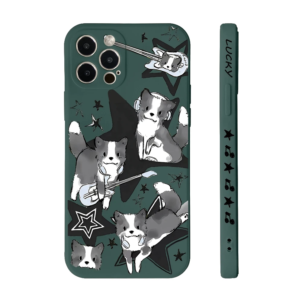 Musical Guitar Dog Design Phone Case - Straight Edge Cover