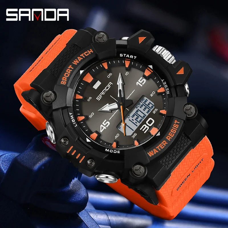 Sanda G Style Outdoor Military Sports Men's Watch Multifunctional Waterproof Led Fashion Men's Electronic Wristwatch Alarm Clock, Alina Gadgets
