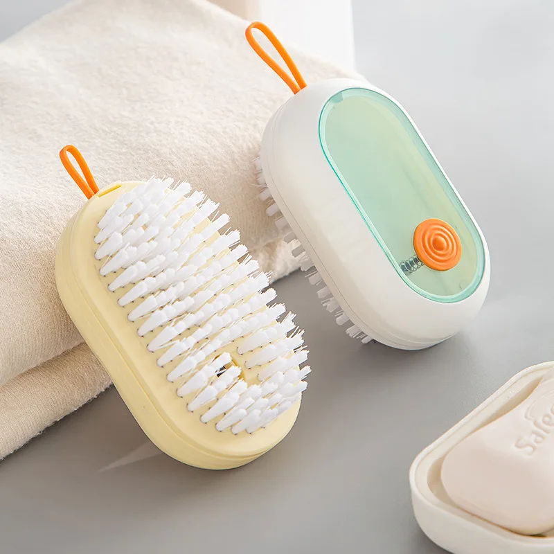 Multifunctional Slippers Cleaner Shoe Brushes With Soap Dispenser Long