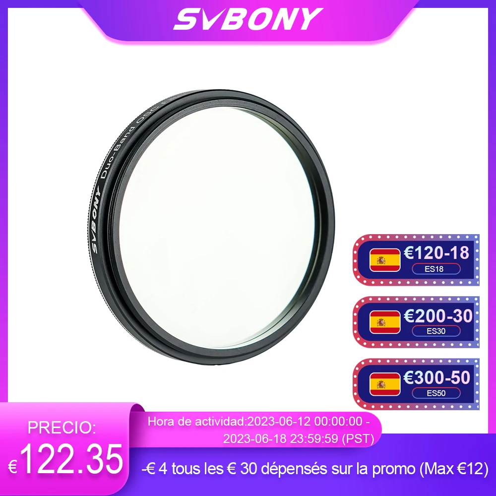 Filtres SVBONY SV220 Duo-Band OIII 7nm / Ha 7nm - 1.25 Pouce - Pour Photo Couleur