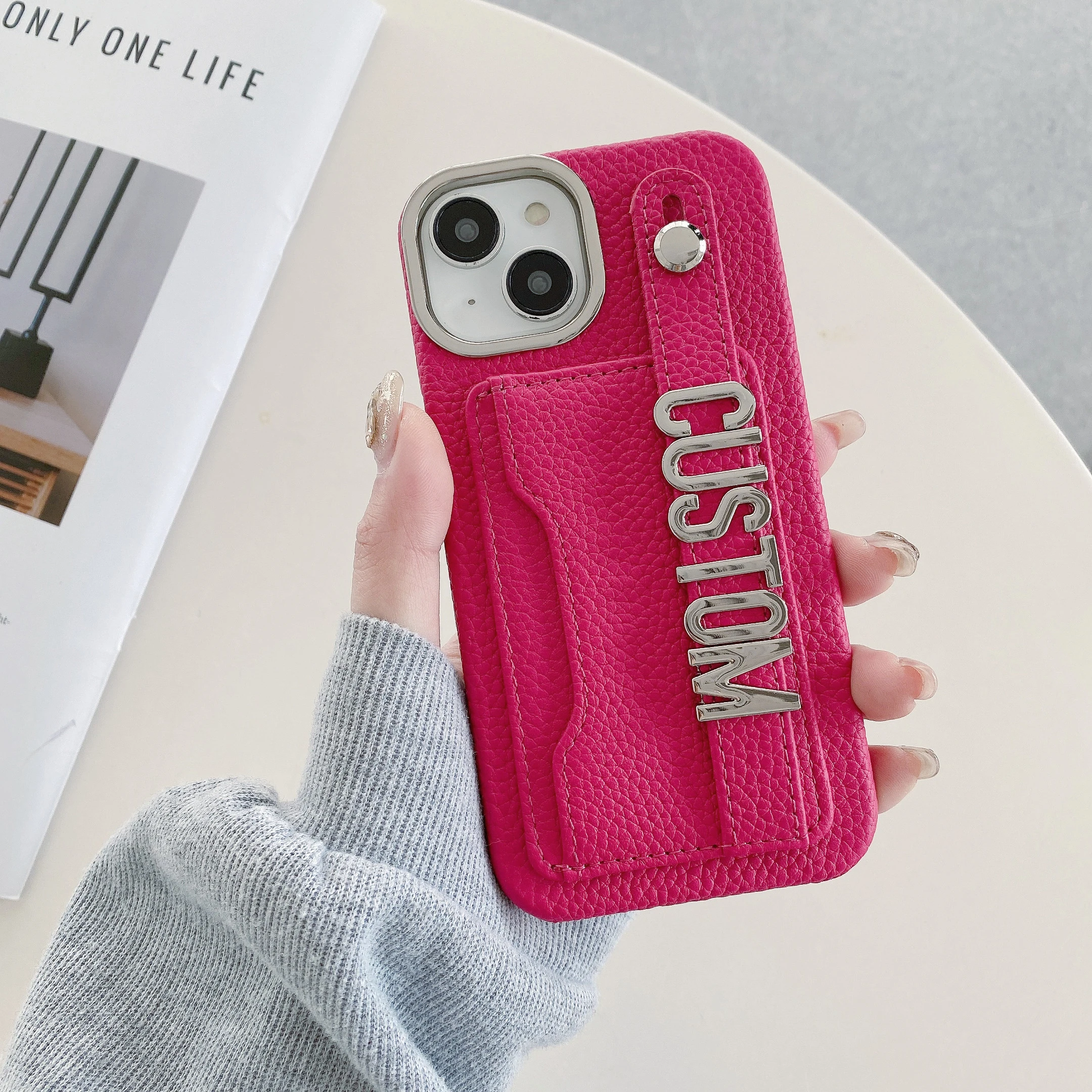 Custodia Per Telefono Con Porta Carte Di Credito In Vera Pelle Con Lettera Personalizzata Personalizzata Per Muslimcon Custodia Protettiva Per La Pell