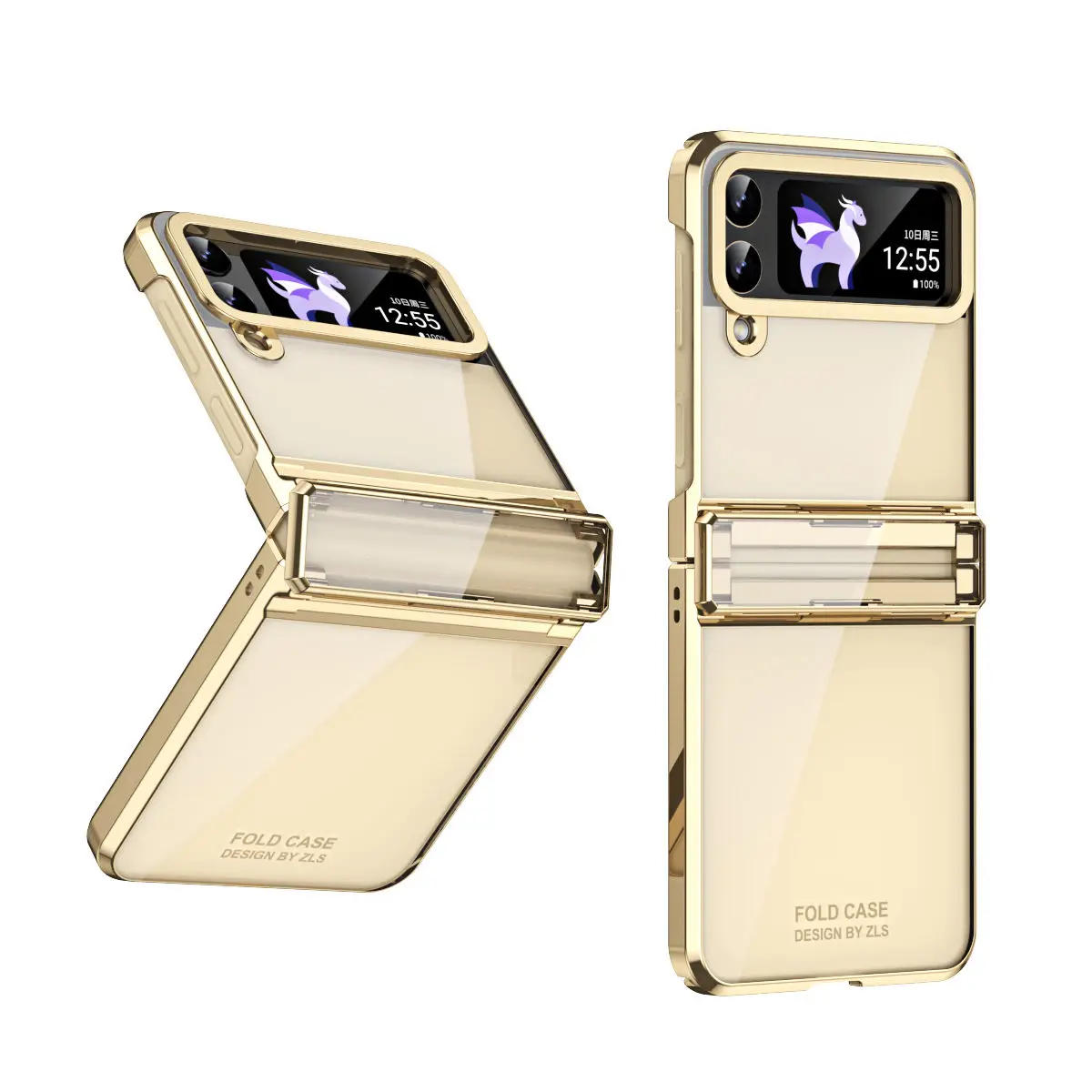 

Для Samsung Galaxy Z Flip 4 3 Покрытие чехол с петлей защита ударопрочный тонкий телефон Гальванизированный прозрачный полный Чехол