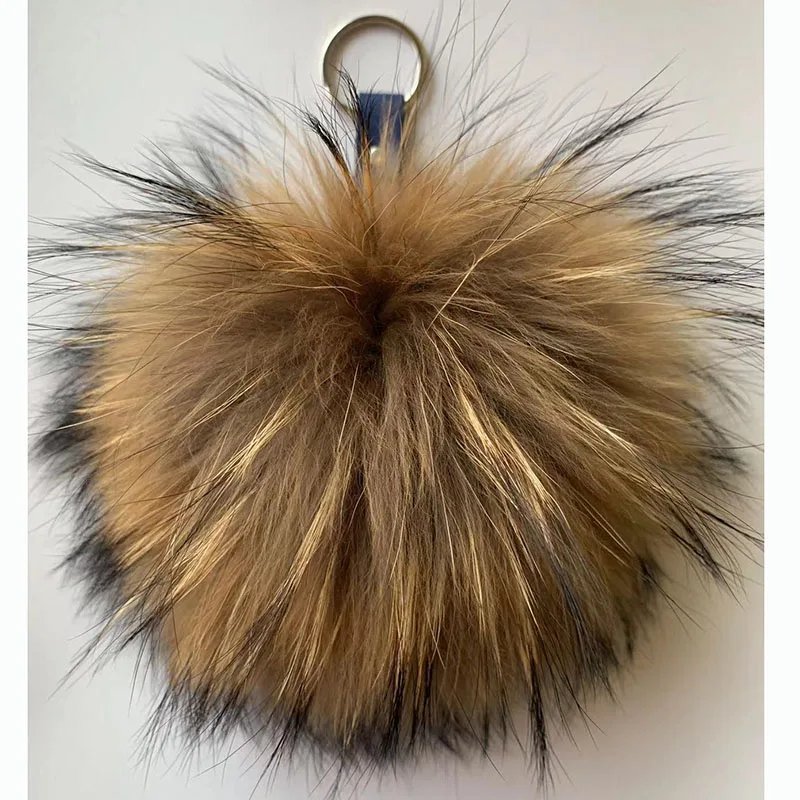 Portachiavi Con Pon Grandi 6 "Fluffy Real Raccoon Fur Ball 5" Fox Pom Zaino Borsa Portachiavi Per Auto Borsa Charm