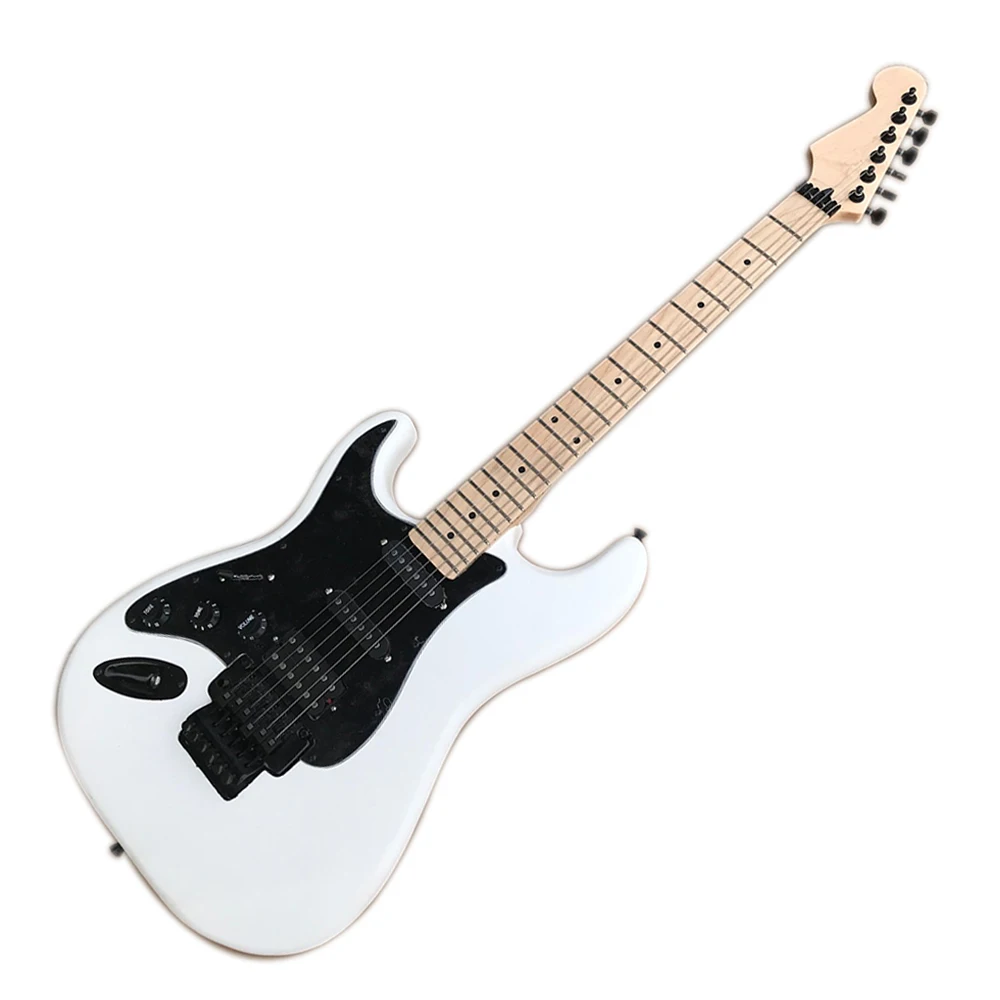 

Factory Outlet- 6 Strings Left Handed White Electric Guitar with Floyd Rose,Maple Fingerboard