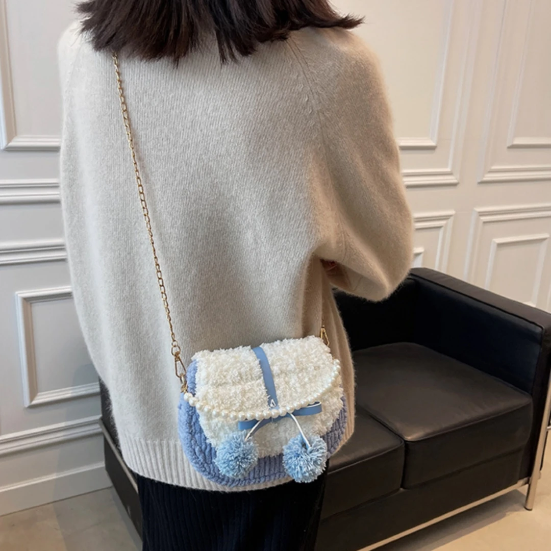 Yarn Crossbody Bag Kit Mesh Yarn Bag Kit Hand-Sewn Bag Kit Easy-To-Use For Beginner Crafting Gift For Girlfriend