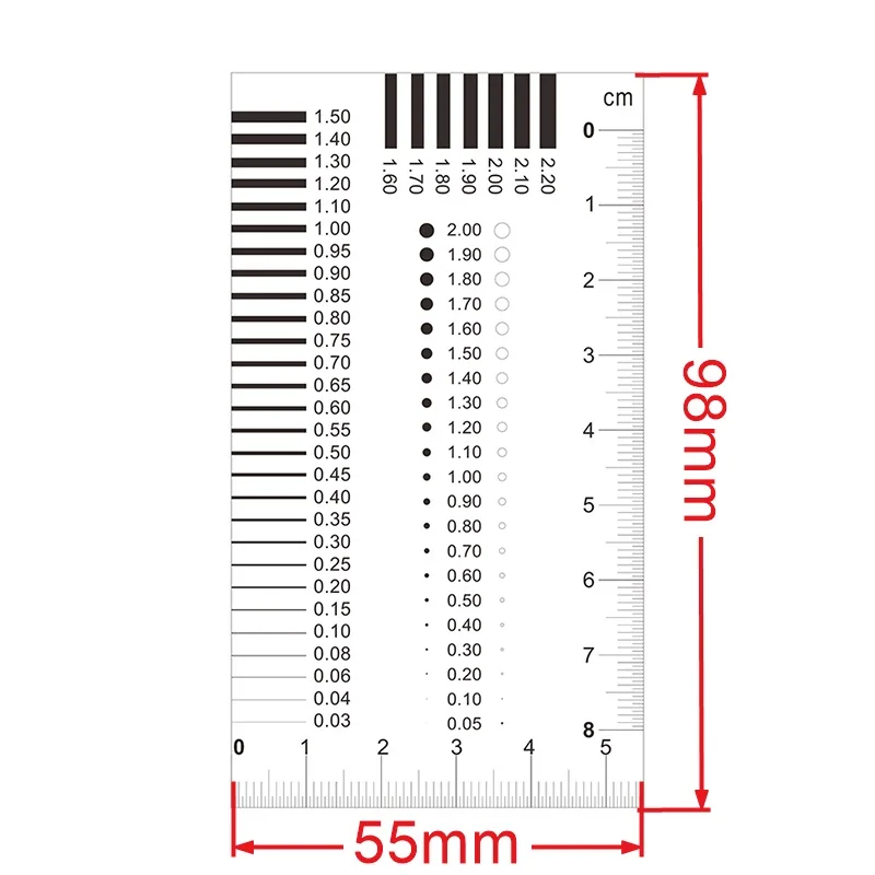 Film ruler Measuring Pass Badge Gauge Stain Card Point Gauge Wire Transparent Film Ruler Stain Crack Contrast Ruler