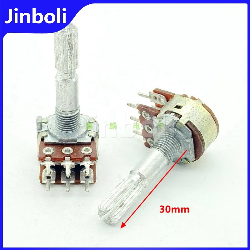 1PCS 16 Type B20K step-by-step 6Pins Double Variable Resistor rotary potentiometer adjustable resistor electronic components Power Amplifier Audio Speaker High And Bass Volume Potentiometer
