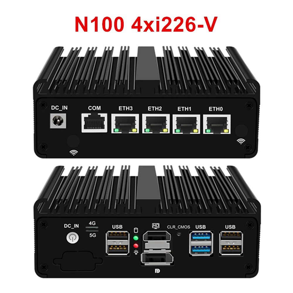 12th Gen Intel N100 Mini PC Firewall Router 4 LAN i226-V 2.5G N6000 N5105 J4125 NVMe Fanless Mini Computer Proxmox pfSense Box 2