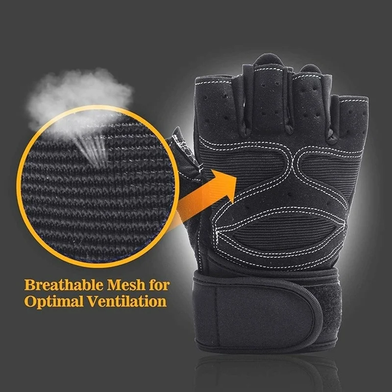1Pair Fitness Half Finger Gloves Men And Women Wrist Guard Sports Dumbbell Riding Non Slip Horizontal Bar Exercise Training 3