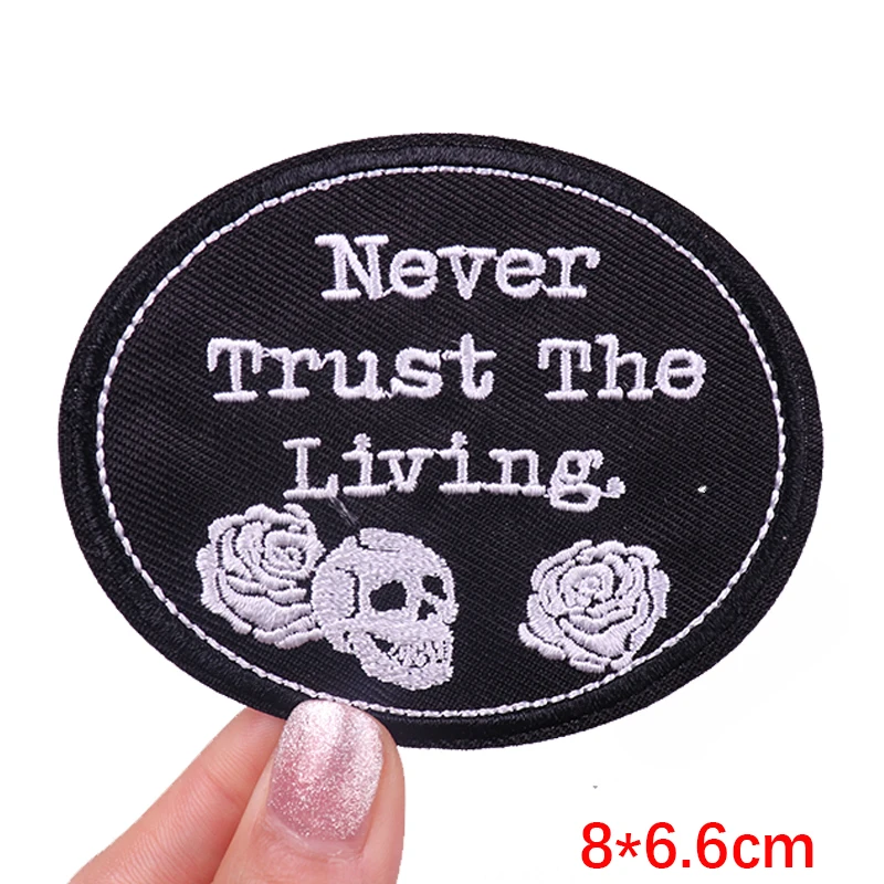 Horror Schädel Eisen auf Patches für Kleidung bestickte Patches auf Kleidung Jacke Punk Patch Stickerei Patch DIY Nähen Aufkleber – Detail 40