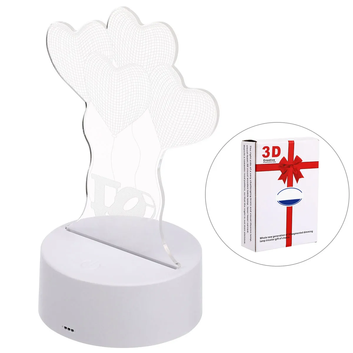 1개 LED 하트 3D 램프 일루전 터치 스위치 7색 야간 조명 오토바이 패턴 안전 수면 장식 어린이를 위한 완벽한 선물
