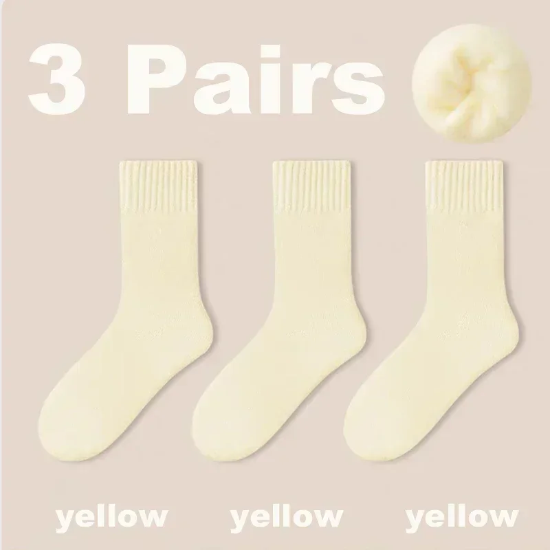Women's Wool Socks - Cozy Autumn/Winter Thick Plush Soft Sleep & Lounge Socks (3 Pairs)