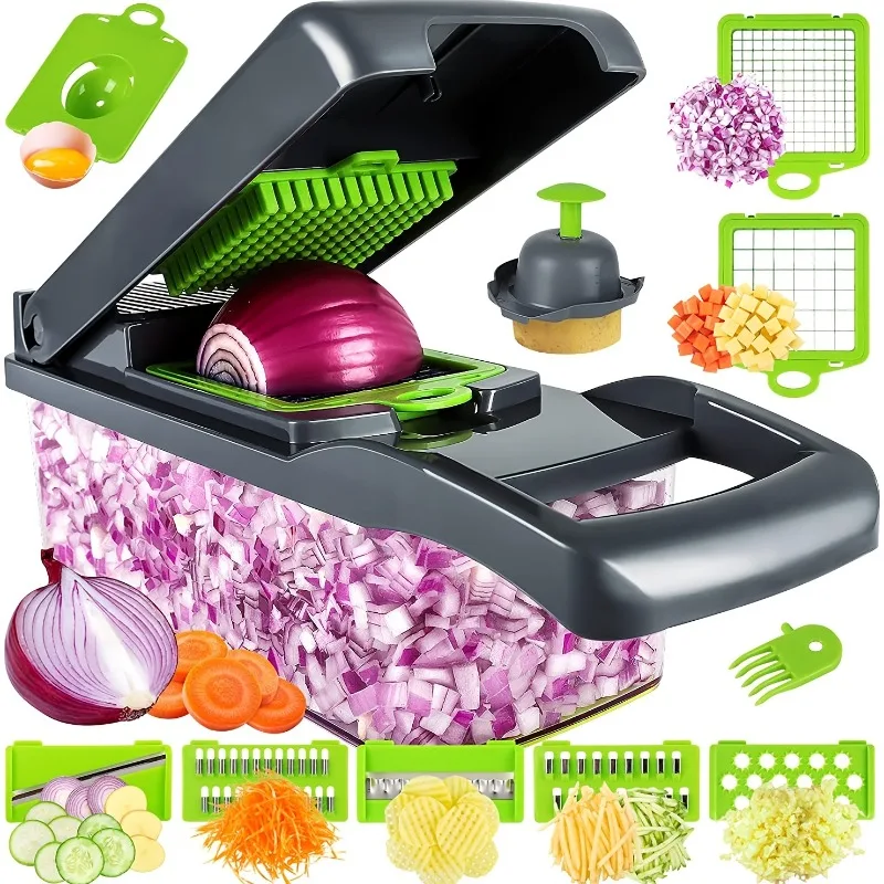 Multifunctional Vegetable Chopper 14 In 1 Cutter Dicer Slicer Mandoline For Onion Potato Tomato