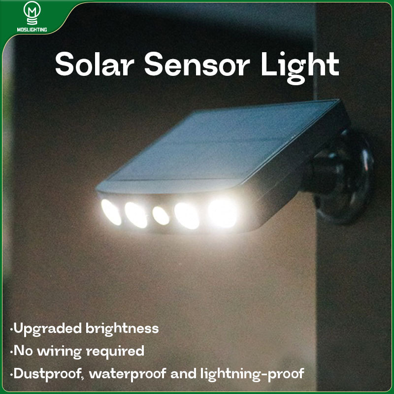 MOSLIGHTING Solar Powered LED Wall Light Outdoor Motion Sensor Waterproof IP65 Lighting for Garden Path Garage Yard Street Light