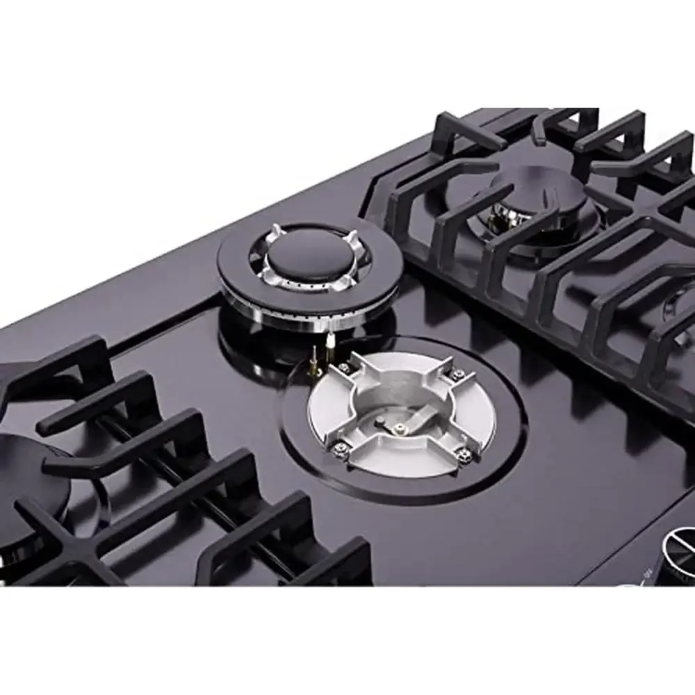 30" Stainless Steel 5 Burner Gas Cooktop LPG/NG Convertible Thermocouple Safety System Durable Cast Iron Burner Gas Stove Top 3