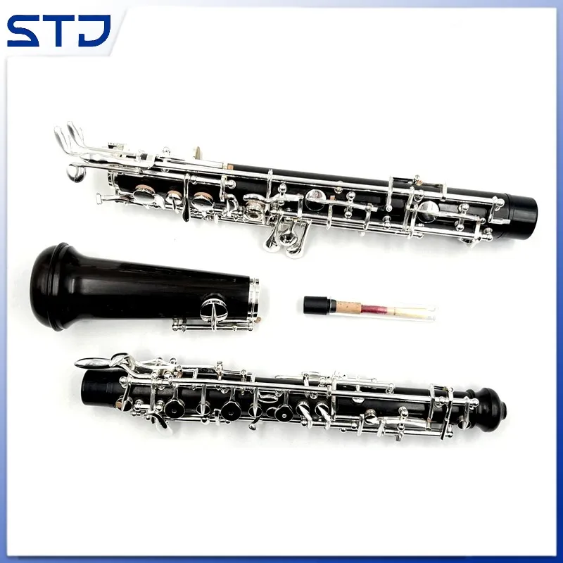 

Silver plated keys and parts, 1 set ebony wood full-automatic outfit oboe Bass Clarinet C key, cloth plush velvet lined