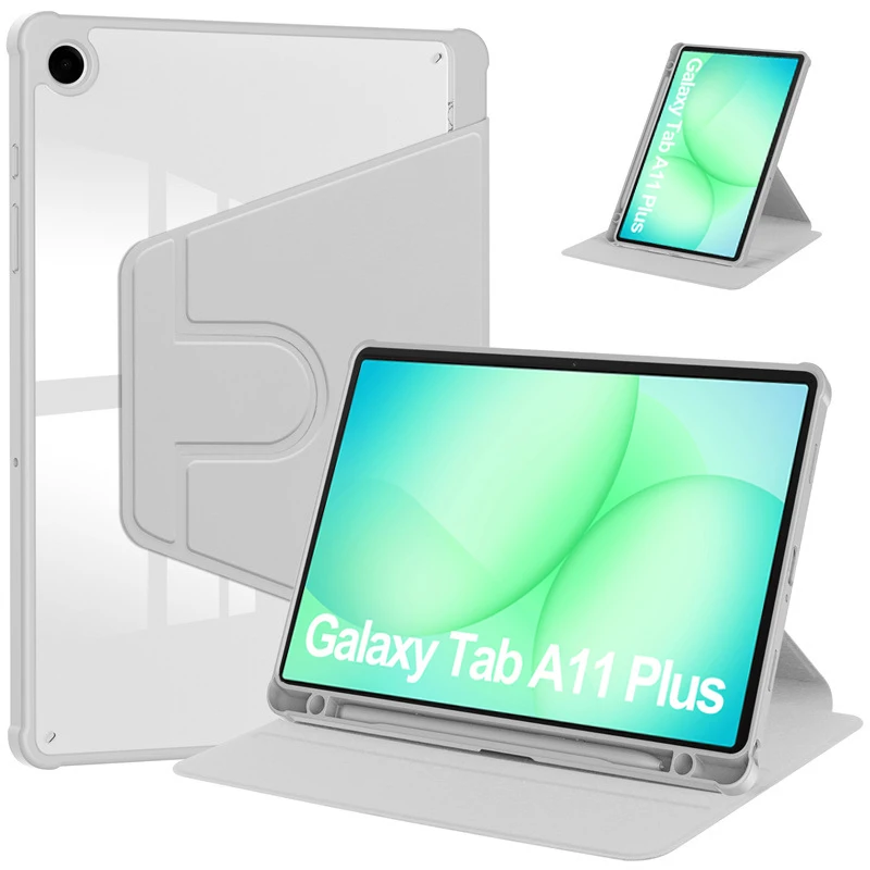 Enhanced Rotating Magnetic Acrylic Back Tablet Case with Pencil Holder